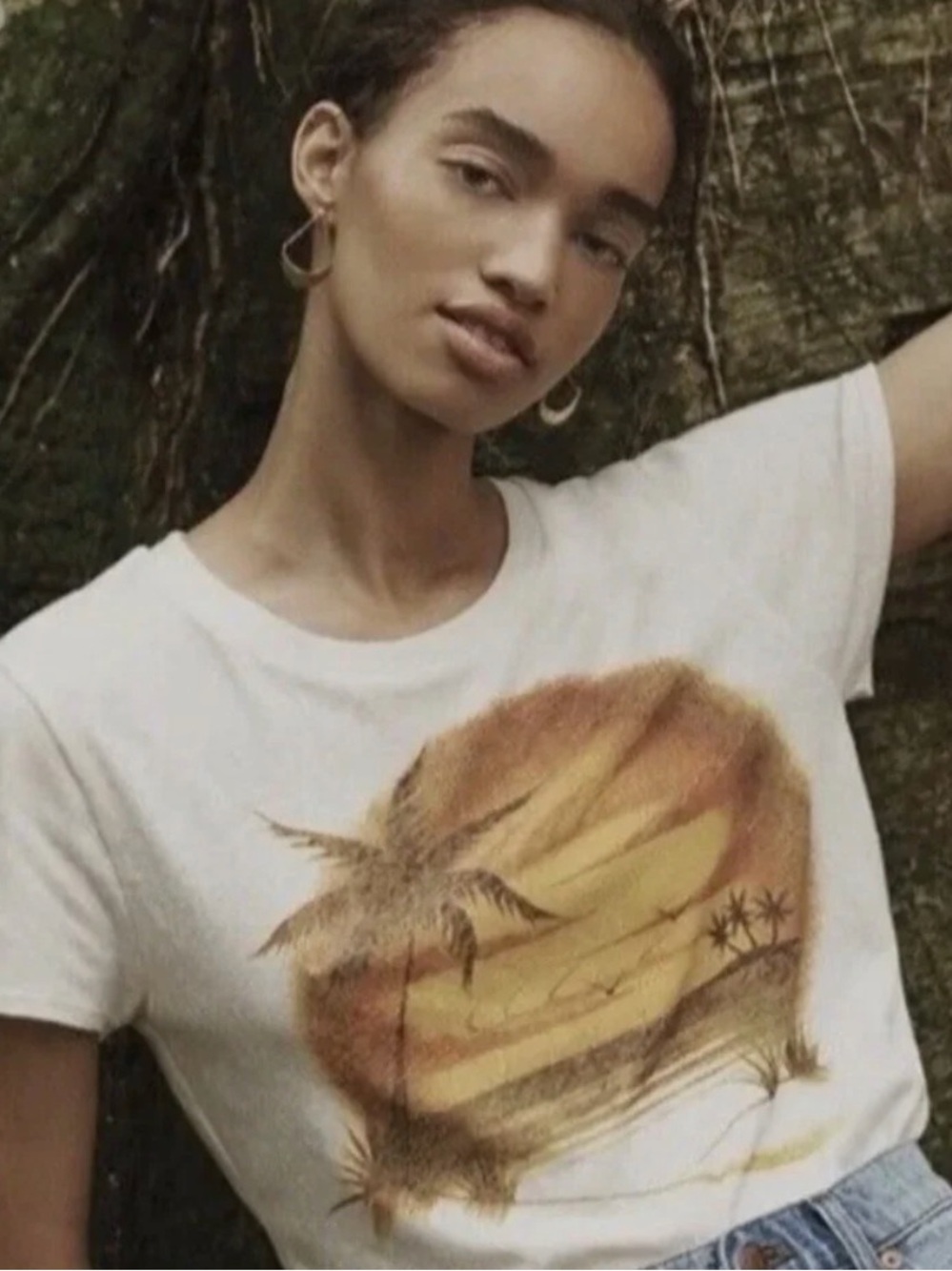 Madewell White Tee with Sunset Graphic